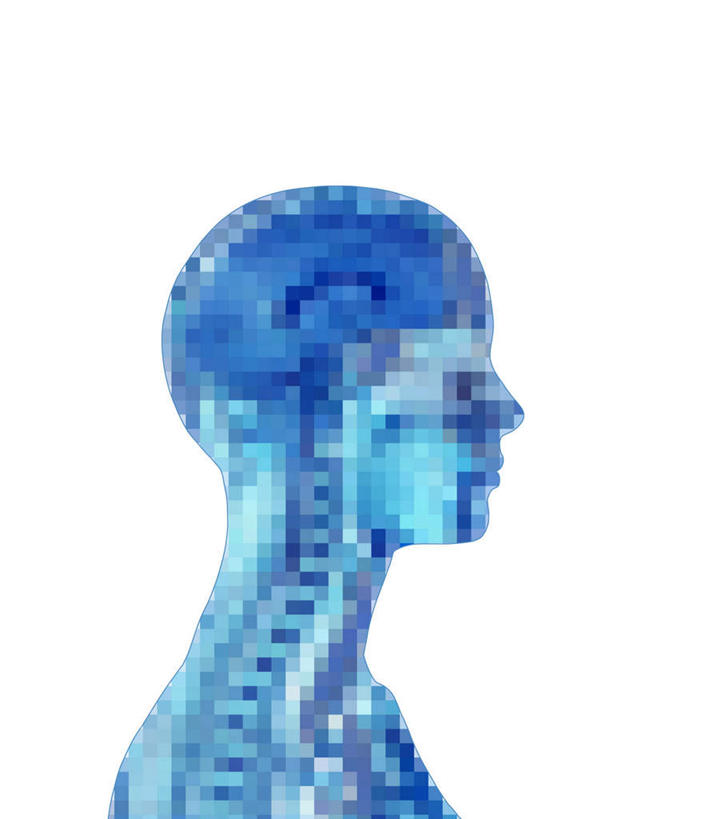 头,脊髓,无人,竖图,插画,室内,白天,白色背景,正面,数码,科技,大脑,阴影,网络,马赛克,高光,几何,计算机图形,合成,图画,画,蓝色,电脑合成图,数码合成图,漫画,写实,具体,具象,脊柱,头部,半身,彩图