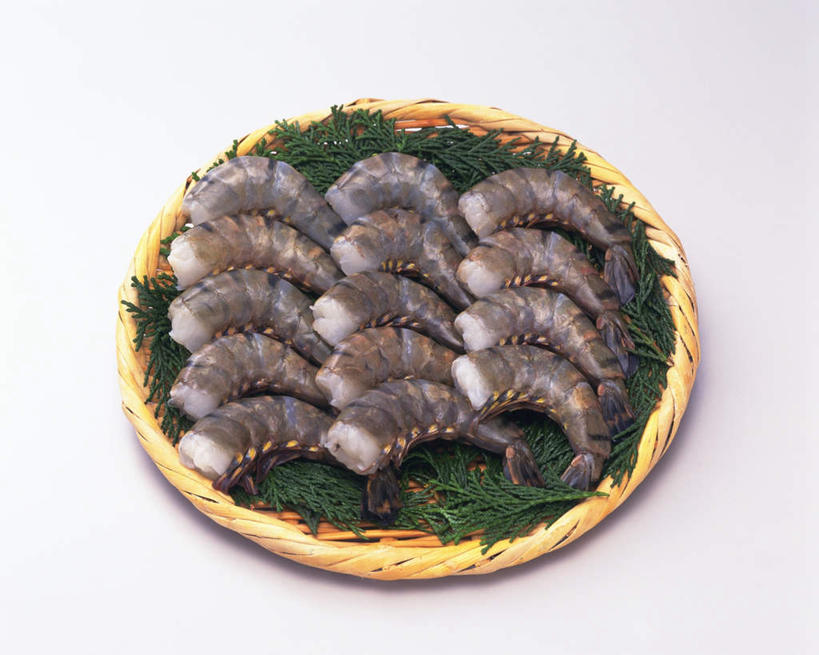 无人,横图,俯视,室内,特写,白天,白色背景,叶子,一排,许多,整齐,装饰,尾巴,肉,虾,绿叶,肉类,海洋生物,排列,一个,黄色,蓝色,绿色,嫩叶,摄影,影棚,大明虾,单个,海草,华丽,修饰,点缀,队列,水生动物,水生物,肉食,海底动物,衬托,美观,雅致,雅观,叶,叶片,彩图,高角度拍摄,影棚拍摄,拍摄