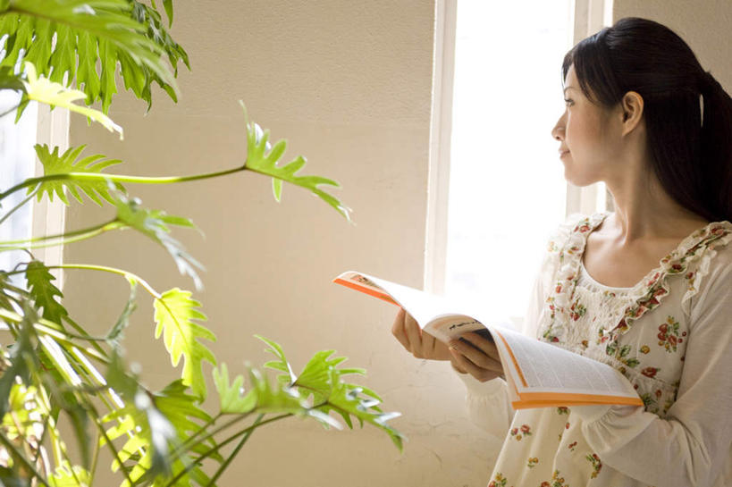 东方人,一个人,站,捧,横图,室内,白天,正面,看书,阅读,植物,窗户,书籍,亚洲,仅一个年轻女性,仅一个女性,仅一个人,学习,盆栽,墙,盆景,黄种人,玻璃窗,墙壁,墙面,绿色,自然,书本,看,站着,读书,浏览,生长,成长,年轻女性,女人,女性,亚洲人,书,图书,端,端着,捧着,手捧,站立,半身,彩图