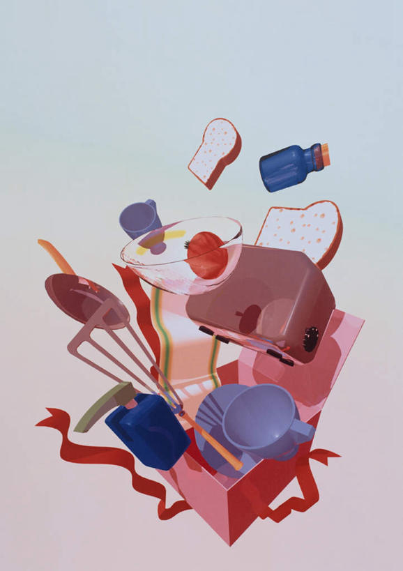 点心,面包,无人,交叉,竖图,室内,白天,正面,数码,科技,杯子,切片,阴影,网络,瓷器,电器,纸盒,食品,面点,咖啡杯,陶瓷制品,高光,几何,计算机图形,合成,烤面包机,饮食,盒子,食物,糕点,包装盒,瓶子,塑料制品,塑料瓶,交织,电脑合成图,数码合成图,家电,瓷杯,写实,具体,具象,多士炉,自动面包片烤炉,面包烘烤器,烘培,相交,交集,穿插,彩图,烘烤