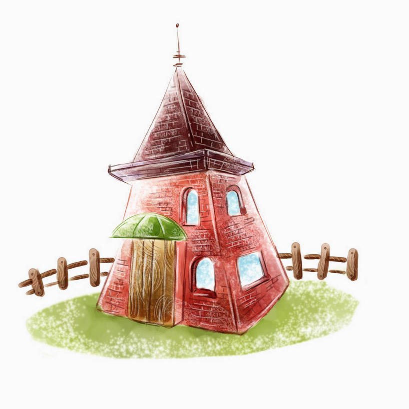 无人,家,栏杆,方图,室内,白天,白色背景,正面,绘画,草地,草坪,植物,别墅,艺术,栅栏,房屋,屋子,篱笆,公寓,围栏,古典,文化,洋房,护栏,楼房,住宅,草,绿色,工艺品,品味,美术,水彩,水彩画,高雅,美学,彩图,房子