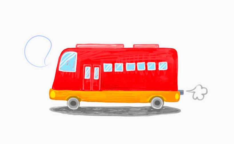 无人,横图,插画,室内,白天,白色背景,正面,数码,科技,公共汽车,一辆,阴影,反射,网络,影子,烟雾,巴士,公交车,高光,几何,计算机图形,合成,图画,车,画,黄色,红色,交通工具,对话框,尾气,电脑合成图,数码合成图,合成图,载具,漫画,写实,具体,具象,彩图