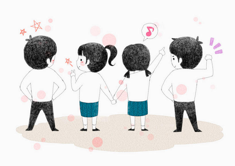 东方人,无人,四个人,伙伴,朋友,站,举,握手,笑,微笑,横图,插画,室内,白天,裙子,制服,跳舞,友谊,纯洁,数码,科技,亚洲,阴影,服装,网络,高光,几何,计算机图形,音乐,合成,图画,扭头,注视,黄种人,手叉腰,画,背面,叉腰,观察,看,托,站着,转头,同学,校服,可爱,童年,童趣,短裙,观看,半身裙,百褶裙,电脑合成图,数码合成图,察看,双手叉腰,节拍,合成图,校友,关注,乐符,音符,舞姿,漫画,童真,烂漫,无邪,学生服,符头,符干,符尾,乐章,写实,具体,具象,同窗,学友,天真,友情,男人,男性,年轻男性,年轻女性,女人,女性,亚洲人,搀手,举起,举手,举着,拉手,手拉手,手握手,向上举,向上伸,向上托,站立,彩图,全身,舞蹈