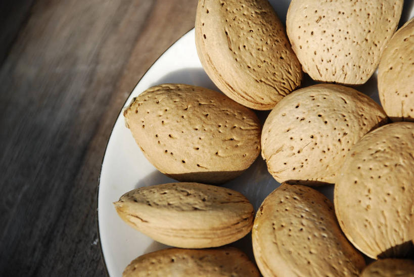 无人,横图,俯视,室内,特写,白天,桌面,桌子,杏仁,餐具,一堆,许多,阴影,堆叠,堆积,反射,木制,碟子,盘,影子,木桌,坚果,果实,很多,一个,白色,盘子,木制品,碟,干果,单个,堆,杏子,杏梅仁,杏核仁,木落子,苦杏仁,彩图,高角度拍摄,木桌子