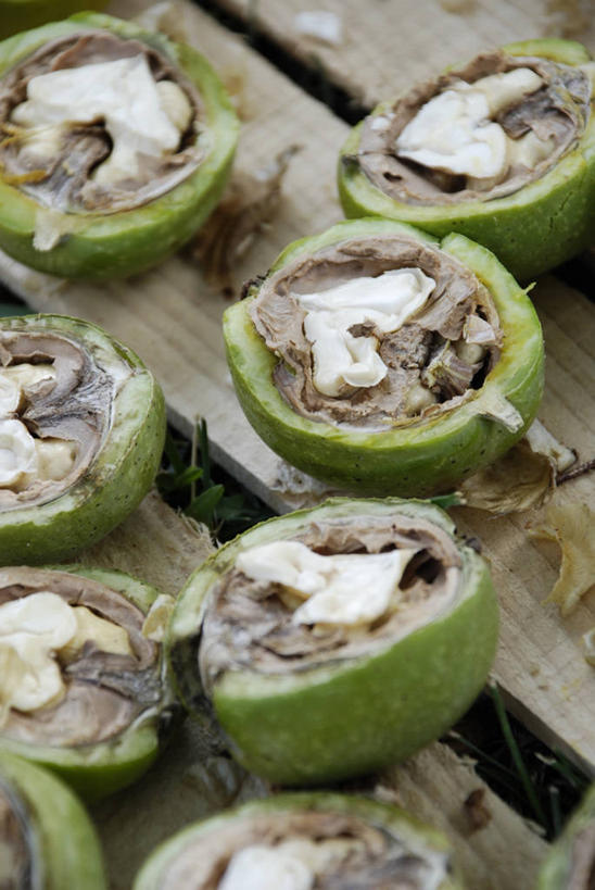 无人,竖图,俯视,室内,特写,白天,桌面,桌子,一排,许多,切开,阴影,整齐,并列,并排,反射,木制,影子,木桌,核桃,坚果,果实,很多,排列,木制品,干果,切,队列,平行,剖面,切面,胡桃,羌桃,彩图,高角度拍摄,木桌子