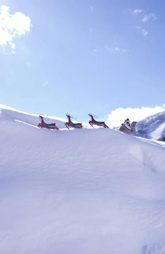 无人,竖图,室外,白天,正面,旅游,度假,游戏,幸福,美景,雪,大雪,哺乳动物,鹿,野生动物,玩具,圣诞节,圣诞老人,阴影,节日,庆祝,光线,影子,积雪,景观,雪景,云,云朵,冬季,冬天,玩,云彩,文化,娱乐,车,蓝色,白云,蓝天,天空,阳光,自然,动物,交通工具,天,庆典,享受,休闲,景色,放松,寒冷,可爱,益智,活泼,晴朗,活动,纪念,雪橇,吉祥,发泄,消遣,智力,自然风光,载具,雪橇车,宣泄,进取,角鹿,严寒,礼物车,晴空,驯鹿,玩耍,嬉戏,彩图