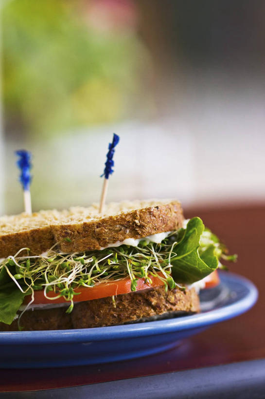 点心,面包,无人,竖图,俯视,室内,特写,白天,烹饪,西餐,桌面,桌子,蔬菜,西红柿,餐具,阴影,朦胧,模糊,新鲜,反射,木制,碟子,盘,影子,生菜,莴苣,三明治,料理,食品,面点,菜肴,美食,竹签,食物,糕点,一个,盘子,木制品,碟,快餐,西式,佳肴,有机食品,绿色食品,单个,西式快餐,三文治,取食签,春菜,鹅仔菜,莴仔菜,千金菜,叶用莴苣,番茄,彩图,高角度拍摄