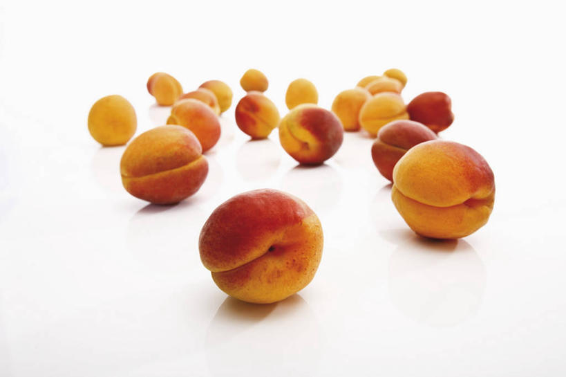 无人,横图,俯视,室内,特写,白天,白色背景,餐桌,桌子,杏,水果,许多,阴影,新鲜,反射,影子,生食,食品,果实,很多,食物,橙色,摄影,有机食品,绿色食品,影棚,餐台,杏果,杏子,彩图,高角度拍摄,影棚拍摄,拍摄