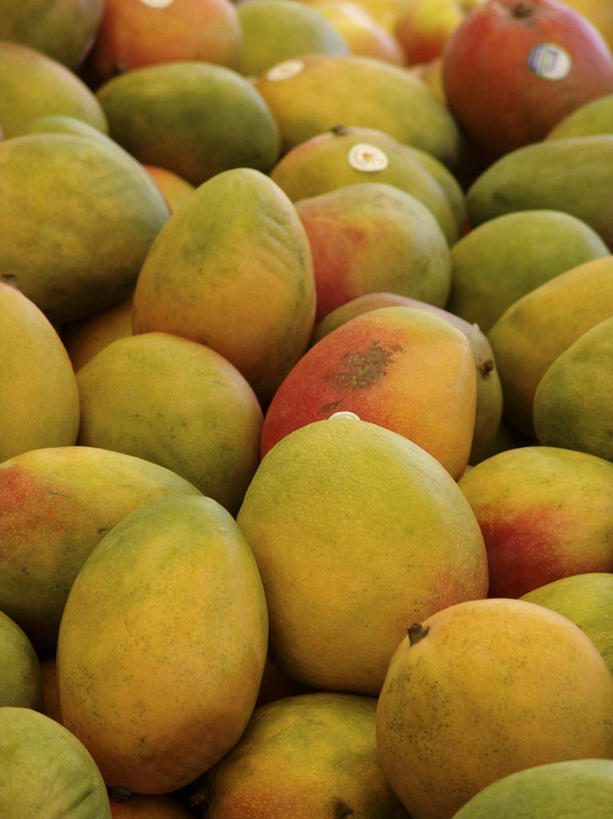 无人,竖图,俯视,室内,特写,白天,芒果,水果,一堆,许多,堆叠,堆积,新鲜,生食,食品,果实,很多,食物,黄色,绿色,有机食品,绿色食品,堆,望果,蜜望,檬果,闷果,漭果,杧果,庵波罗果,彩图,高角度拍摄