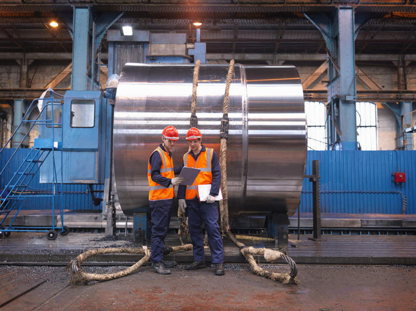 西方人,两个人,伙伴,朋友,机修工,工厂,站,说,横图,室内,白天,正面,工作服,制服,讨论,友谊,合作,团队,机器,帽子,金属制品,照明,欧洲,欧洲人,握,阴影,光线,钢铁,金属,材料,档案,管子,头盔,文件,影子,纸,灯光,拿,拿着,注视,管道,吊灯,灯,工人,安全帽,手稿,资料,灯具,观察,看,站着,机械,战略,握着,观看,证明,照亮,察看,照明设备,关注,文档,联合,合谋,工作制服,交流,配合,协作,男人,男性,年轻男性,白种人,机械师,机修工人,沟通,讲话,交谈,商讨,说话,谈话,站立,彩图,全身,工作套服,工地,制造厂,安全服,反光背心,反光服,反光衣