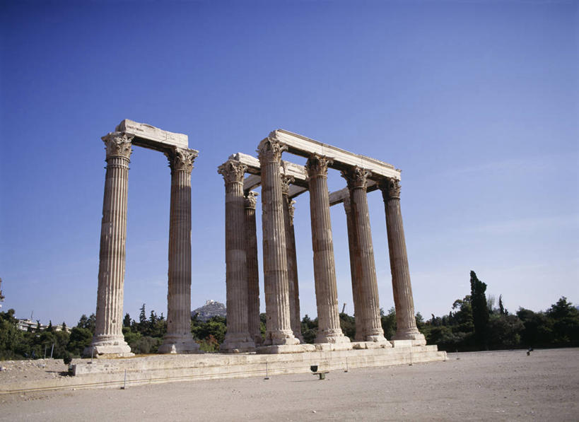 无人,横图,室外,白天,仰视,旅游,度假,名胜古迹,植物,标志建筑,地标,建筑,希腊,欧洲,一排,阴影,遗迹,整齐,并列,并排,光线,影子,柱子,古迹,文物,娱乐,建设,古建筑,树,树木,排列,蓝色,绿色,蓝天,天空,阳光,自然,天,享受,休闲,旅游胜地,放松,生长,晴朗,成长,队列,平行,古文明,希腊共和国,万里无云,伯罗奔尼撒,伯罗奔尼撒半岛,晴空,晴空万里,彩图,低角度拍摄,奥林波斯山,奥林匹亚遗址,古奥林匹亚遗址