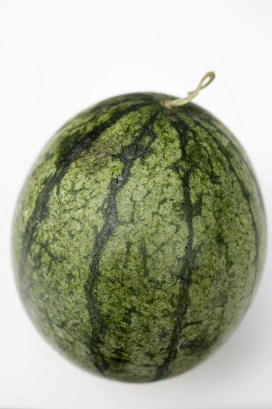 无人,竖图,俯视,室内,特写,白天,白色背景,餐桌,桌子,西瓜,水果,阴影,新鲜,反射,影子,生食,食品,果实,食物,一个,绿色,摄影,有机食品,绿色食品,影棚,单个,餐台,寒瓜,彩图,高角度拍摄,影棚拍摄,拍摄
