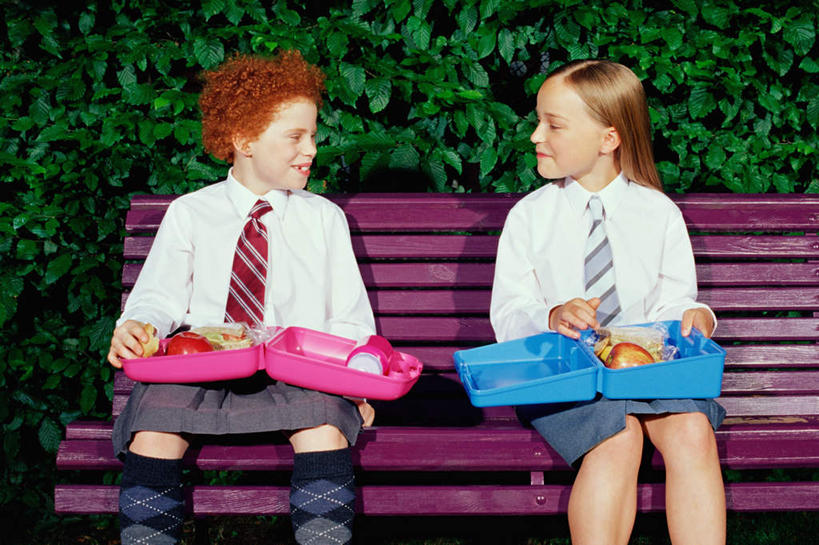 西方人,儿童,两个人,伙伴,朋友,坐,横图,室外,白天,正面,制服,午餐,友谊,纯洁,植物,椅子,欧洲,欧洲人,握,服装,塑料,木椅,领带,午饭,拿,拿着,扭头,注视,盒子,树,树木,小孩,衣服,绿色,自然,容器,塑料制品,观察,看,转头,同学,校服,可爱,童年,童趣,握着,服饰,生长,成长,观看,储藏,察看,象征,衣着,庄重,校友,储存,穿着,关注,身份,童真,烂漫,无邪,学生服,正式,地位,同窗,学友,衣饰,天真,友情,女孩,女人,女性,白种人,坐着,半身,彩图,贮存,女生
