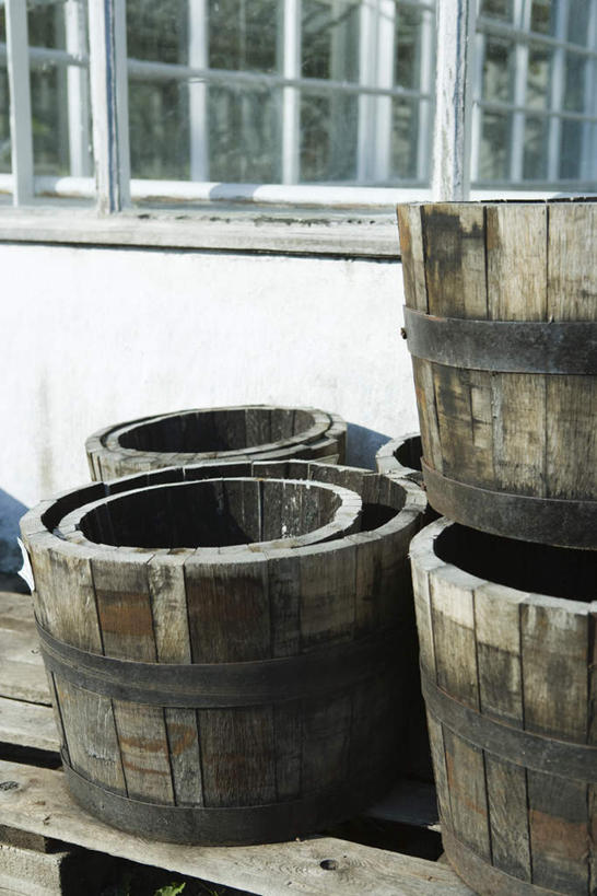 无人,竖图,俯视,室外,白天,窗户,一堆,许多,阴影,堆叠,堆积,光线,木桶,桶,影子,墙,地面,玻璃窗,墙壁,墙面,阳光,木制品,容器,储藏,堆,储存,彩图,高角度拍摄,贮存