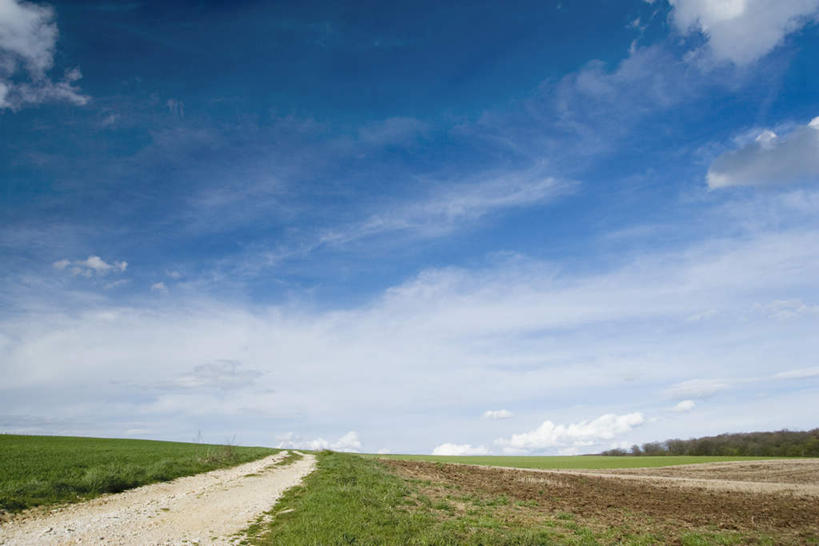 无人,农田,横图,室外,白天,正面,旅游,度假,庄稼,草地,草坪,美景,树林,植物,道路,路,地平线,景观,云,云朵,小路,辽阔,地面,交通,云彩,娱乐,草,树,树木,蓝色,绿色,白云,蓝天,天空,自然,天,享受,休闲,广阔,景色,放松,生长,成长,一望无际,自然风光,延伸,天地相交,无边无际,一马平川,彩图,耕地,庄稼田