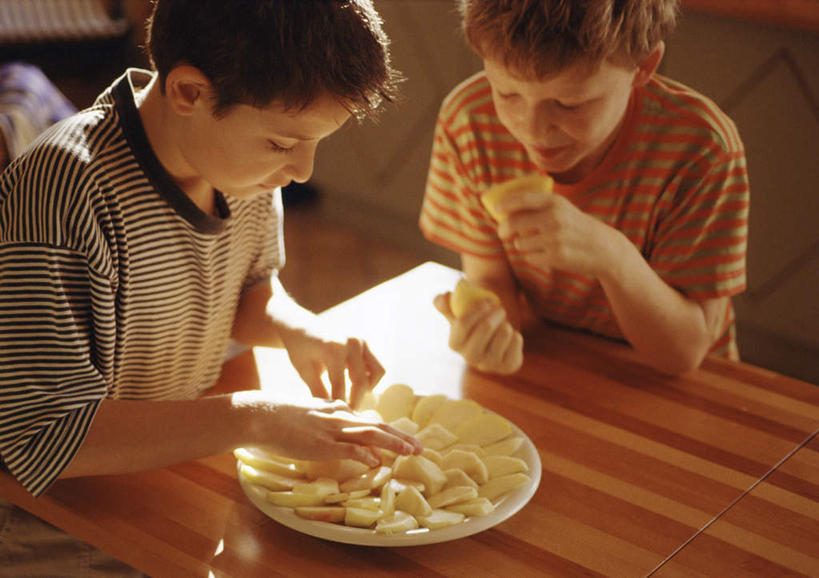 西方人,儿童,两个人,伙伴,朋友,站,横图,俯视,室内,白天,友谊,纯洁,餐桌,厨房,桌子,苹果,水果,欧洲,欧洲人,一排,许多,切片,新鲜,整齐,环绕,围绕,墙,生食,食品,果实,拿,拿着,墙壁,墙面,食物,排列,小孩,站着,可爱,童年,童趣,有机食品,绿色食品,餐台,摆放,队列,童真,烂漫,无邪,天真,友情,男孩,男人,男性,白种人,孩子,站立,半身,彩图,高角度拍摄,灶间,男生