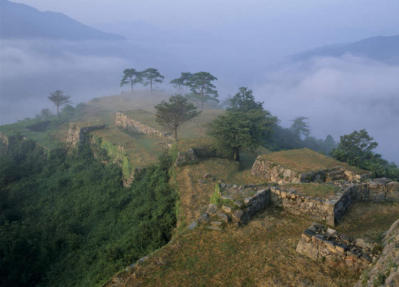 无人,横图,俯视,航拍,室外,白天,旅游,度假,森林,山,树林,植物,雾,日本,亚洲,朦胧,模糊,城堡,墙,山峰,山峦,娱乐,石墙,墙壁,墙面,树,树木,绿色,享受,休闲,放松,生长,成长,迷雾,鸟瞰,东亚,本州,本州岛,日本国,近畿地方,近畿,兵库,兵库县,大雾,彩图,高角度拍摄