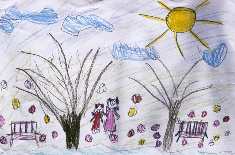 儿童,无人,两个人,站,横图,室内,特写,白天,正面,抽象,裙子,绘画,太阳,植物,静物,椅子,一张,阴影,连衣裙,艺术,反射,彩绘,图案,影子,纸,云,云朵,艺术品,古典,云彩,注视,文化,树,树木,小孩,绿色,白云,自然,工艺品,观察,看,品味,站着,概念,生长,成长,观看,美术,察看,高雅,关注,美学,图文,女孩,女人,女性,站立,彩图,全身,涂鸦,女生