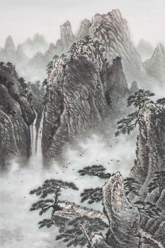 无人,竖图,室内,白天,正面,旅游,度假,绘画,安全,美景,山,山脉,树林,植物,雾,松树,鸟,中国,亚洲,飞翔,朦胧,模糊,艺术,平静,飞行,鸟类,景观,山峰,山峦,翱翔,古典,文化,娱乐,飞,树,树木,绿色,自然,工艺品,群山,品味,享受,休闲,景色,放松,生长,成长,宁静,美术,迷雾,高雅,自然风光,国画,水墨画,坚定,和平,安详,东亚,中华人民共和国,美学,长寿,贞洁,水墨,太平,安适,安好,宁靖,大雾,彩图,全身
