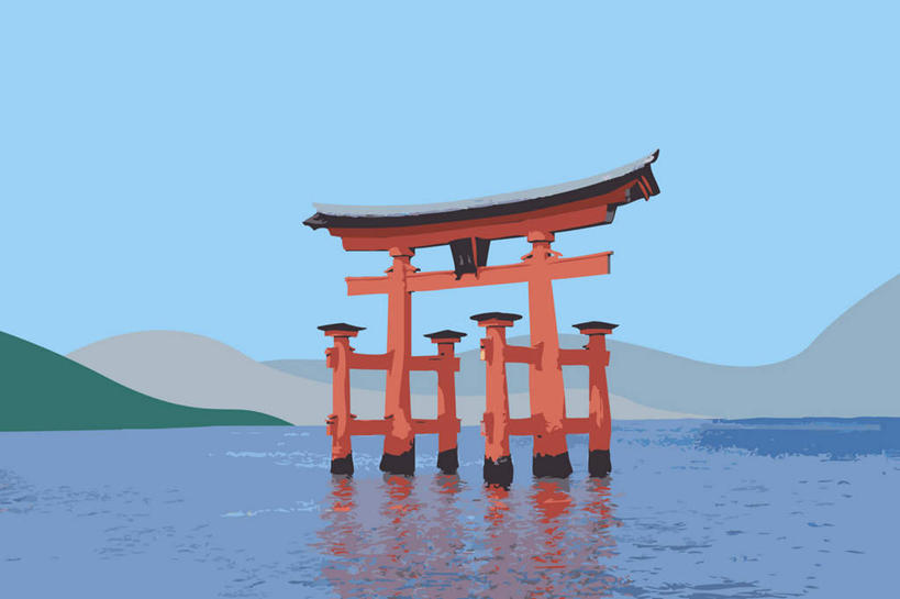 无人,横图,插画,室内,白天,正面,旅游,度假,数码,科技,名胜古迹,山,山脉,标志建筑,地标,建筑,广岛县,日本,亚洲,阴影,遗迹,光线,网络,瓦片,影子,鸟居,屋顶,山峰,山峦,高光,几何,计算机图形,合成,顶棚,图画,瓦,古迹,文物,娱乐,建设,古建筑,画,蓝色,蓝天,天空,阳光,群山,天,享受,休闲,旅游胜地,放松,建造,晴朗,电脑合成图,数码合成图,合成图,漫画,古文明,东亚,屋瓦,本州,万里无云,严岛神社,宫岛,本州岛,日本国,広岛,中国地方,写实,具体,具象,严岛,晴空,晴空万里,彩图