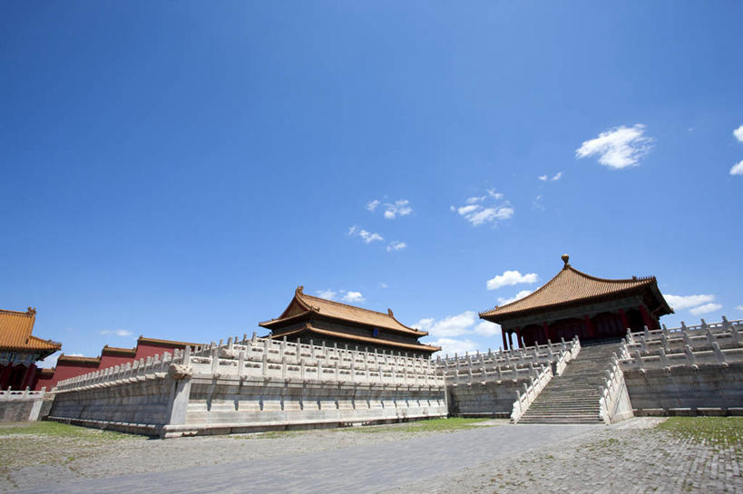 无人,故宫,宫殿,横图,室外,白天,留白,度假,建筑,北京,中国,亚洲,云,首都,古典,宏伟,历史,传统,城墙,蓝色,风景,地标建筑,摄影,城楼,宁静,风格,都市风光,中国文化,东亚,万里无云,彩图,旅行,传统文化,过去