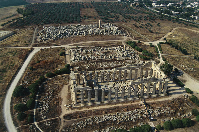 无人,横图,俯视,航拍,室外,白天,旅游,建筑,意大利,柱子,地形,废墟,摄影,考古学,西西里,鸟瞰,古希腊,古代文明,柱廊,阿格利真托,自然地理,彩图,高角度拍摄,旅行