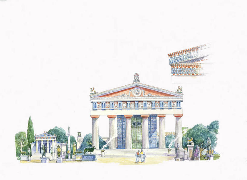 太阳穴,横图,插画,室外,白天,白色背景,正面,数码,科技,建筑,雕塑,阴影,艺术,网络,标志,雕像,符号,柱子,纪念碑,高光,几何,计算机图形,合成,图画,历史,标识,画,树,白色,考古学,电脑合成图,数码合成图,顺序,合成图,希腊文化,漫画,写实,具体,具象,性别符号,古希腊,古代文明,特拉帕尼,美术工艺,彩图,男性符号,多利安式