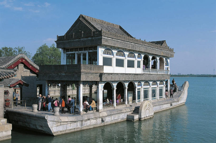 人群,颐和园,横图,水,船,北京,亚洲,大理石,联合国,首都,许多人,一群人,摄影,北京市,自然地理,彩图,联合国教科文组织