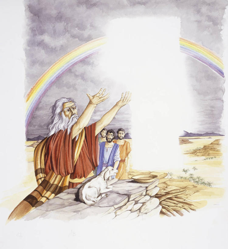 成年人,四个人,人群,举,竖图,插画,室外,数码,科技,彩虹,多云,阴影,节日,网络,圣经,自然灾害,天气,高光,几何,计算机图形,合成,图画,历史,文化,灯,画,天空,黄昏,动物,祈祷,托,健康,许愿,宗教,信仰,纪念,祈求,电脑合成图,数码合成图,基督教,合成图,天主教,经书,漫画,祭品,写实,具体,具象,旧约,光谱,平安,男人,岩石,绵羊,举起,举手,举着,向上举,向上伸,向上托,半身,彩图,水灾,性格