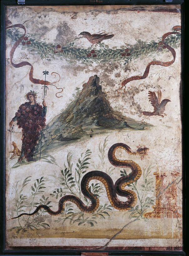 成年人,一个人,竖图,特写,绘画,火山,仅一个男性,三只,艺术,鸟类,蛇,古典,文化,古罗马,古代,工艺品,品味,摄影,美术,高雅,意大利文化,维苏威火山,美学,庞贝,酒神巴克斯,酒神狄俄尼索斯,美术工艺,彩图,全画面,全框架,全帧,全画幅,罗马神话