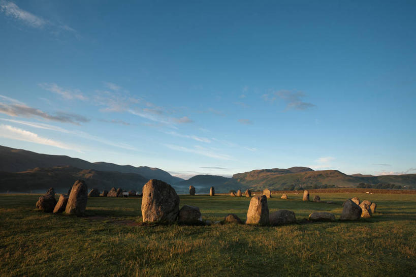 无人,横图,室外,日出,山,英国,地形,云,历史,废墟,草,风景,天空,自然,地标建筑,摄影,宁静,英国文化,坎布里亚,卡塞里格石圈,彩图