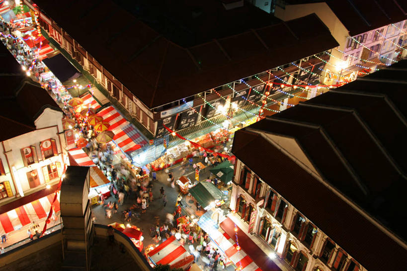 无人,横图,俯视,室外,夜晚,长时间曝光,度假,美景,城市风光,城市,道路,建筑,街道,路,公路,新加坡,春节,景观,唐人街,路口,交通,娱乐,享受,休闲,景色,放松,摄影,照亮,马路,高角度拍摄