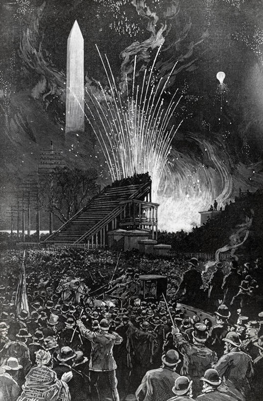 竖图,插画,室外,夜晚,数码,科技,阴影,庆祝,网络,首都,高光,几何,计算机图形,合成,图画,历史,画,地标建筑,照亮,电脑合成图,数码合成图,合成图,群众,漫画,美国文化,华盛顿特区,写实,具体,具象,彩图,过去,就职典礼