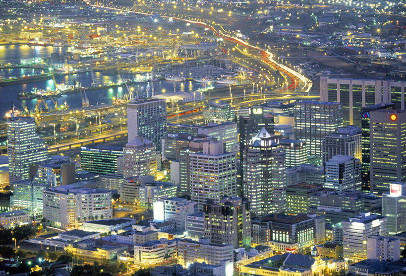 无人,横图,室外,夜晚,天际线,城市,南非,首都,摄影,开普敦,彩图