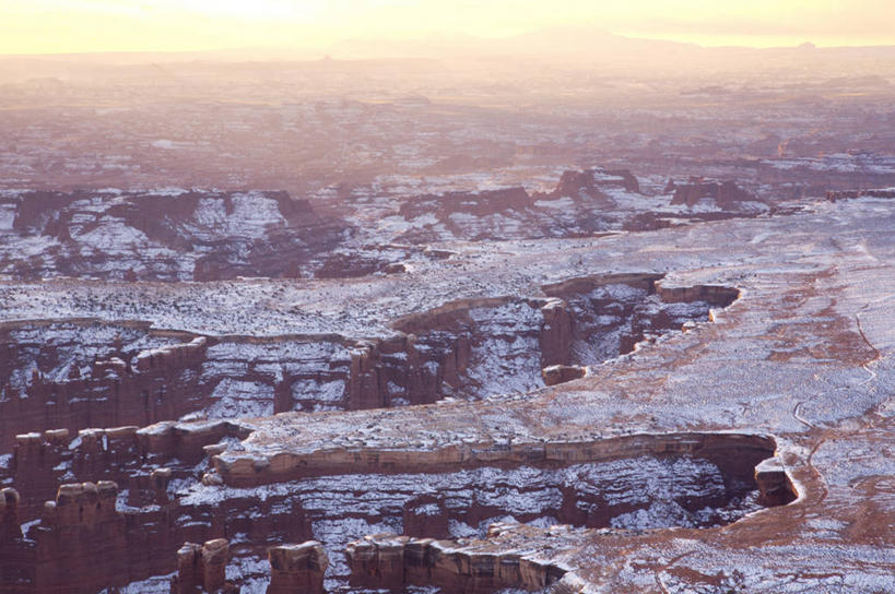 无人,横图,室外,日出,美景,峡谷,雪,美国,地形,景观,黎明,风景,自然,景色,摄影,国家公园,自然风光,峡谷地国家公园,犹他,彩图,旅行,摩押