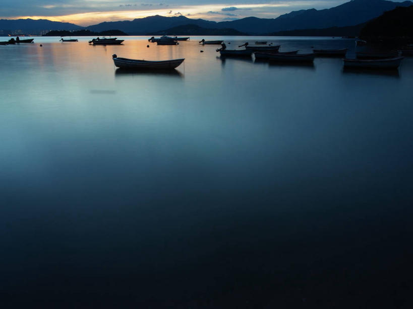 无人,横图,室外,夜晚,海洋,山,山脉,船,香港,云,风景,天空,自然,运输,摄影,宁静,彩图