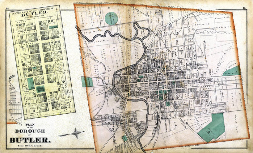 无人,管家,横图,地图,城镇,历史,古董,宾夕法尼亚,彩图