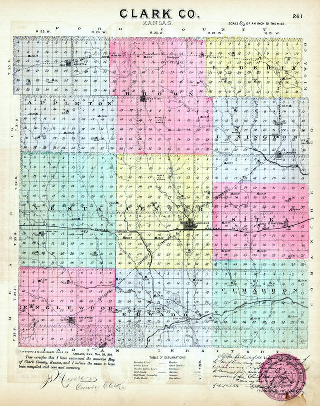 无人,竖图,地图,历史,古董,堪萨斯,克拉克县,彩图