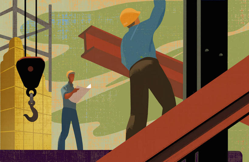 成年人,两个人,工程师,建筑工人,站,横图,插画,室外,白天,侧面,仰视,建筑业,数码,科技,建筑,阴影,工作,网络,头饰,高光,几何,计算机图形,合成,图画,拿着,画,工人,背面,安全帽,建筑工地,职业,工业,建造,保护,吊钩,电脑合成图,数码合成图,合成图,努力,漫画,蓝图,发展,计算机制图,写实,具体,具象,策略,进展,开端,男人,员工,彩图,低角度拍摄,匠人,劳动者,体力工,建筑承包商