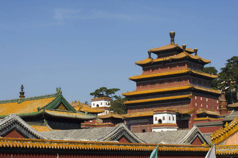 横图,名胜古迹,建筑,中国,亚洲,朝拜,局部,地砖,房屋,历史,传统,古代,红色,祈祷,旅游胜地,摄影,宗教,佛教,东亚,喇嘛,佛陀,藏传佛教,中华人民共和国,河北省,承德,古远,彩图,庙,普宁寺,bj174