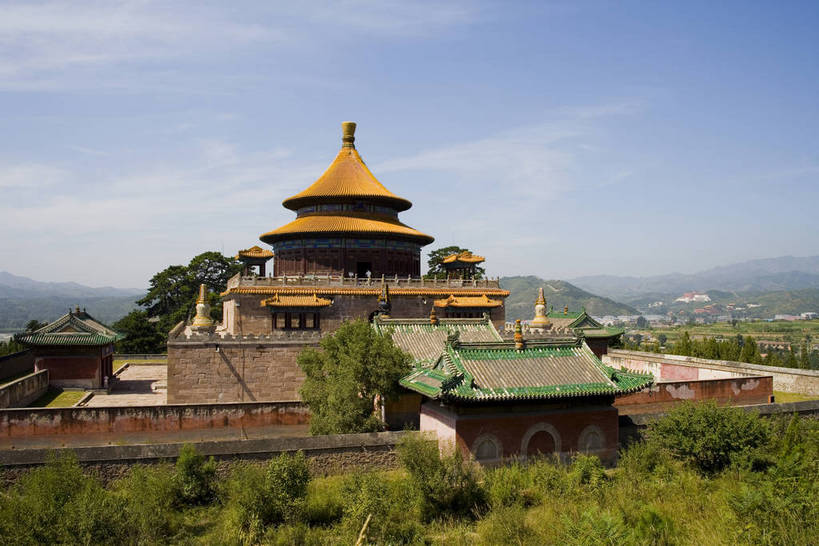 横图,建筑,中国,亚洲,朝拜,局部,地砖,房屋,屋顶,历史,传统,古代,红色,祈祷,旅游胜地,摄影,宗教,佛教,东亚,喇嘛,佛陀,中华人民共和国,华北地区,河北,河北省,冀,承德,承德市,古远,彩图,庙,普乐寺,bj174