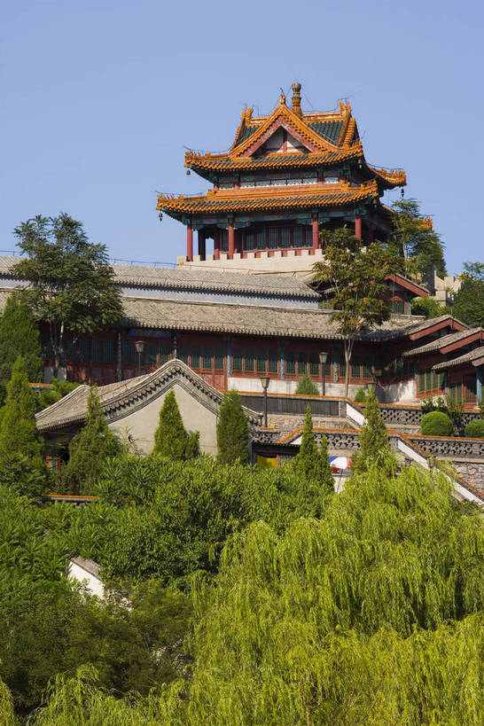 宫殿,竖图,室外,白天,建筑,避暑山庄,中国,亚洲,历史,古代,旅游胜地,摄影,东亚,中华人民共和国,河北省,承德,古远,彩图,承德避暑山庄,bj174