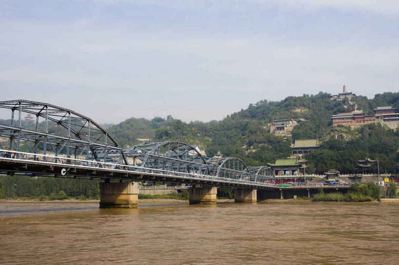 横图,彩色,室外,特写,白天,旅游,建筑,黄河,中国,亚洲,建筑群,桥,交通,铁桥,摄影,东亚,甘肃,中华人民共和国,兰州,旅行,黄河铁桥,中山桥,bj174