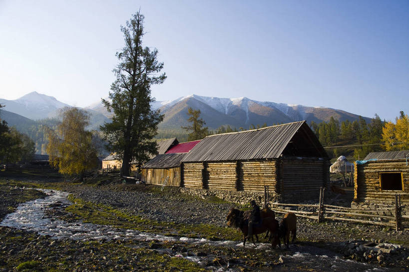 无人,木屋,横图,彩色,室外,白天,旅游,度假,美景,名胜古迹,树林,田园,标志建筑,地标,建筑,马,中国,亚洲,遗迹,帐篷,景观,围栏,古迹,文物,娱乐,建设,古建筑,民居,树木,自然,村庄,享受,休闲,旅游胜地,景色,放松,摄影,自然风光,杉树,古文明,东亚,蒙古包,新疆,中华人民共和国,阿勒泰,旅行,白哈巴,bj174