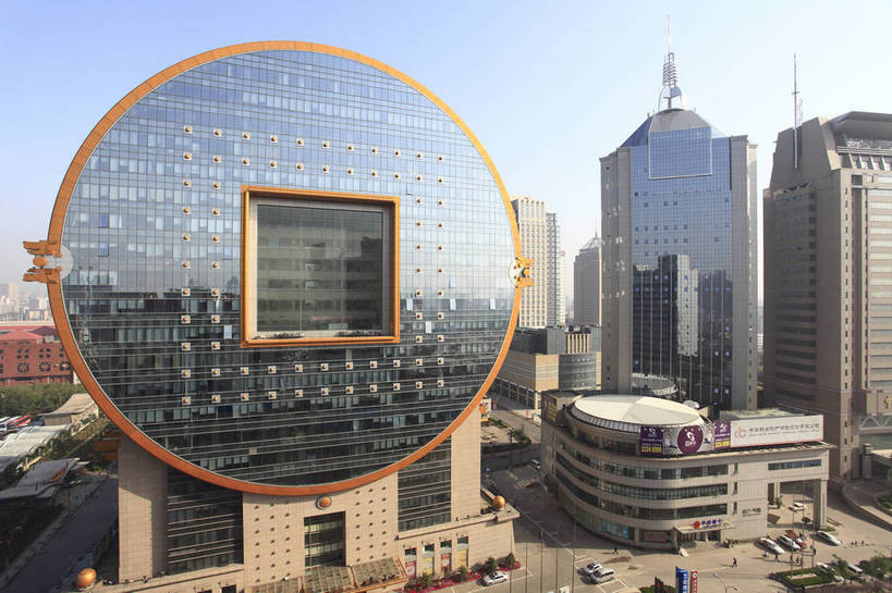 无人,横图,彩色,室外,白天,美景,城市,道路,建筑,街道,路,公路,中国,图片,景观,交通,现代建筑,摩天大厦,商务楼,景色,摄影,辽宁,沈阳,马路,高楼,商业中心,方圆大厦,bj174