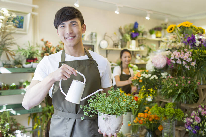 东方人,成年人,两个人,服务员,花商,花店,商店,笑,微笑,露齿笑,横图,室内,白天,正面,快乐,幸福,信心,植物,城市,花盆,雕塑,北京,中国,亚洲,握,丰富,艺术,装饰,鲜艳,工作,雕刻,雕像,喷壶,盆栽,围裙,三叶草,四叶草,盆景,休闲装,现代,浇水,花,花朵,绿色,自然,工艺品,站着,职业,零售,服务,握着,摄影,生长,生活方式,多样,成长,纪念,美术,享乐,关爱,清新,主题,忙碌,合伙,陈列,贩卖,东亚,功能,美学,店主,男人,男性,年轻男性,年轻女性,女人,女性,亚洲人,中国人,年轻人,服务生,花店老板,花贩,卖花人,侍者,售货员,半身,彩图,欢乐,bj175