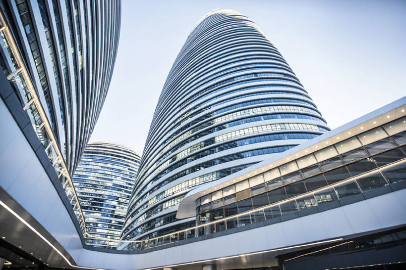 无人,横图,室外,白天,仰视,度假,美景,窗户,城市风光,标志建筑,城市,地标,建筑,北京,中国,亚洲,弯曲,艺术,景观,建筑群,娱乐,建设,现代,风景,蓝天,天空,享受,休闲,办公大楼,景色,放松,摄影,建造,都市风光,东亚,玻璃杯,彩图,低角度拍摄,高层建筑,建筑结构,广角,望京,望京SOHO,bj175