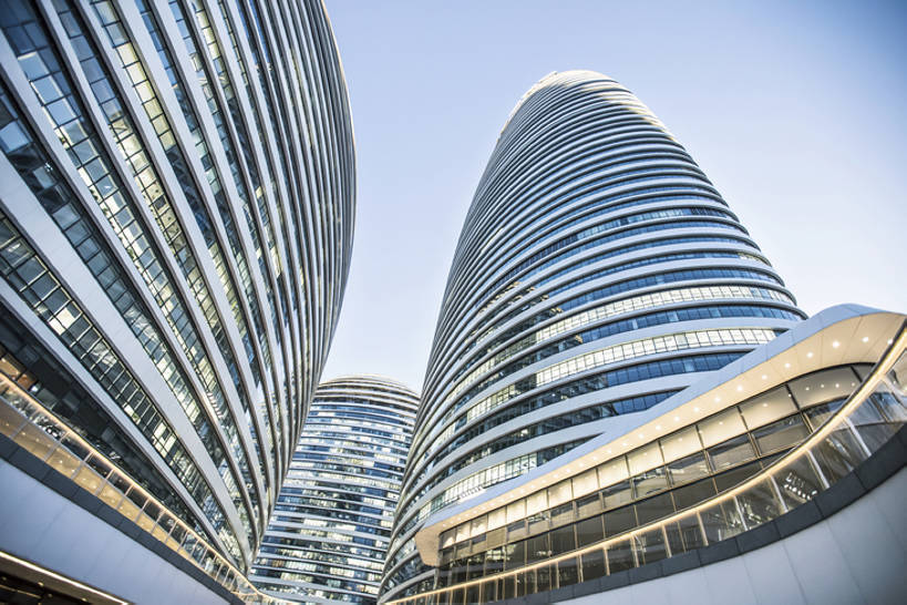 无人,横图,室外,白天,仰视,度假,美景,窗户,城市风光,标志建筑,城市,地标,建筑,北京,中国,亚洲,弯曲,艺术,景观,建筑群,娱乐,建设,现代,风景,蓝天,天空,享受,休闲,办公大楼,景色,放松,摄影,建造,都市风光,东亚,玻璃杯,彩图,低角度拍摄,高层建筑,建筑结构,广角,望京,望京SOHO,bj175