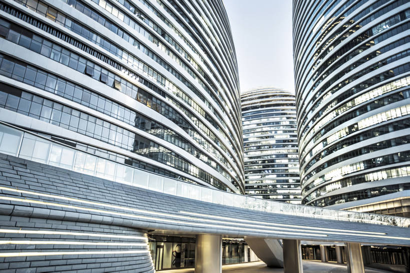 无人,横图,室外,白天,仰视,度假,美景,窗户,城市风光,标志建筑,城市,地标,建筑,北京,中国,亚洲,弯曲,艺术,景观,建筑群,娱乐,建设,现代,风景,蓝天,天空,享受,休闲,办公大楼,景色,放松,摄影,建造,人行桥,都市风光,高架桥,东亚,玻璃杯,彩图,低角度拍摄,高层建筑,建筑结构,广角,望京,望京SOHO,bj175